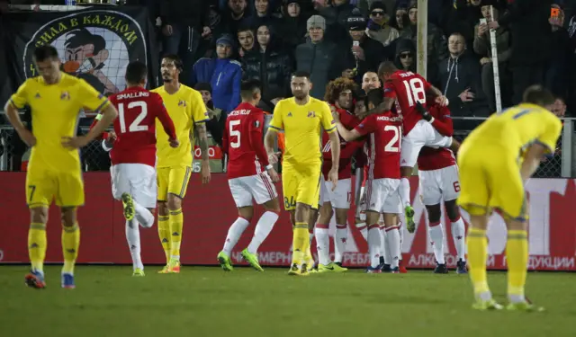 Henrikh Mkhitaryan celebrates