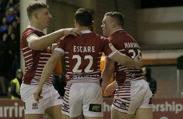 Wigan celebrate try