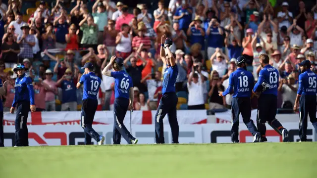 England's players celebrate