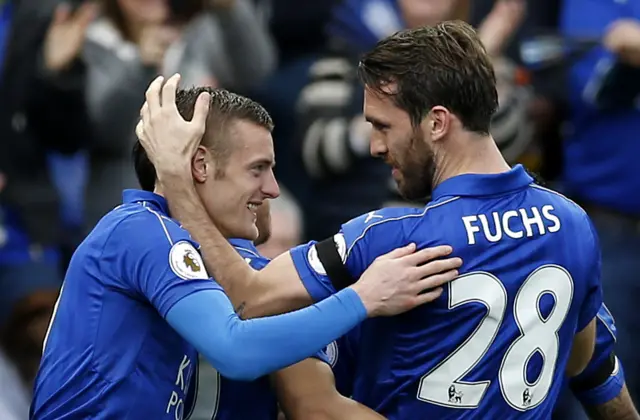 Jamie Vardy celebrates