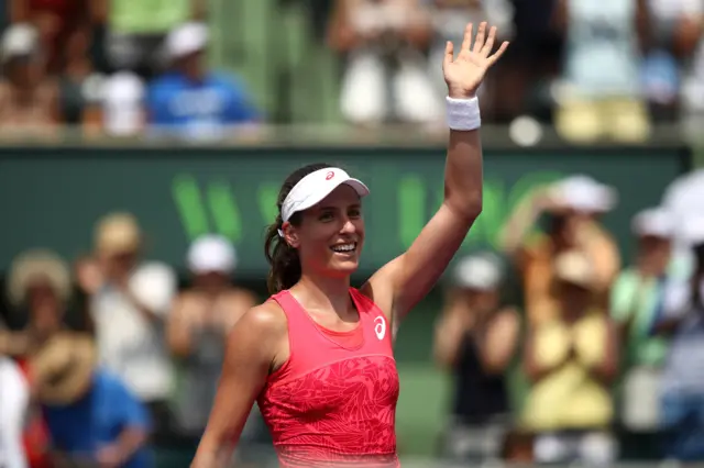 Johanna Konta of Great Britain celebrates