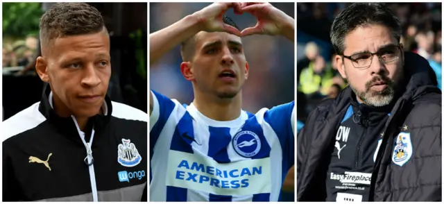 
          Dwight Gayle (left), Anthony Knockaert and David Wagner (right)
        