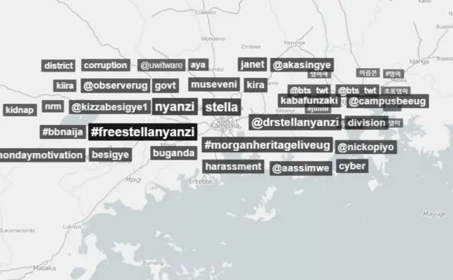 Trendsmap shows #FreeStellaNyannzi trending in Uganda