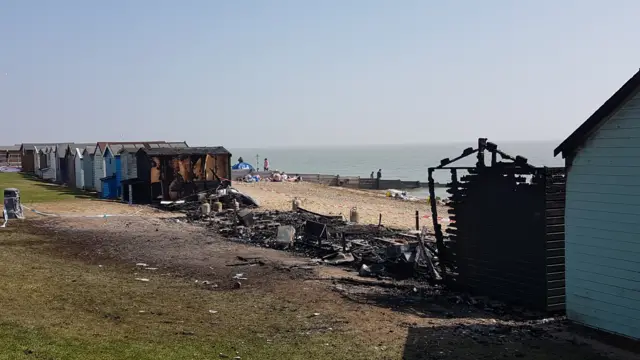 Beach huts destroyed