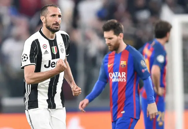 Lionel Messi and Girogio Chiellini