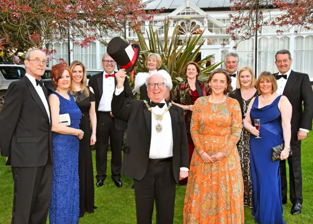 The Mayor and Mayoress of the Borough of Harrogate with the Ball committee.