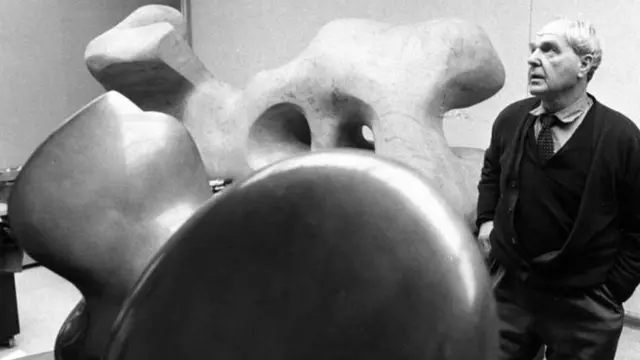 Henry Moore in his Hertfordshire studio