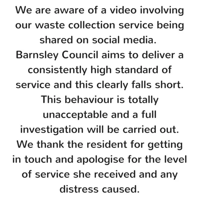 Barnsley Council statement