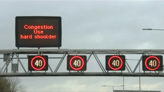 Congestion signs on motorway