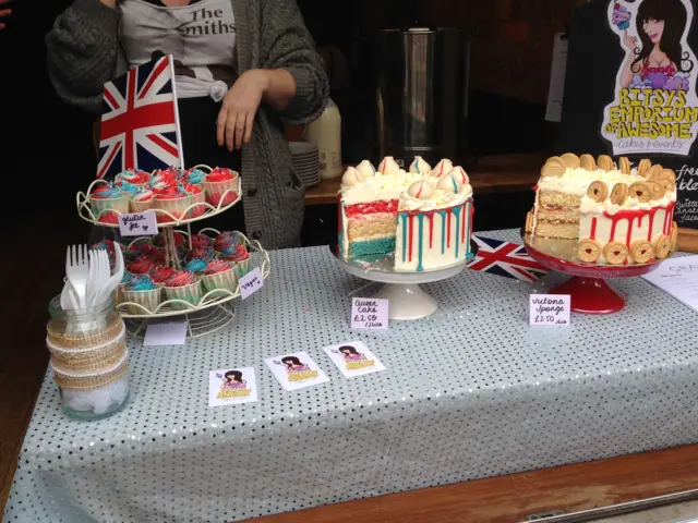 Cakes for sale when the Queen arrives in Leicester