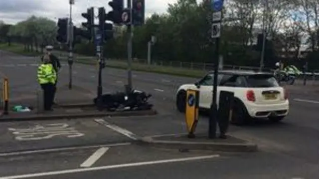 The crash scene on Belgrave Middleway