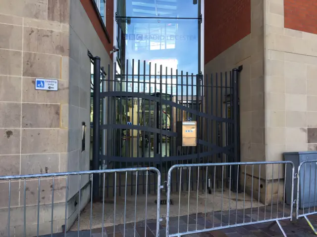 Railings outside BBC Leicester