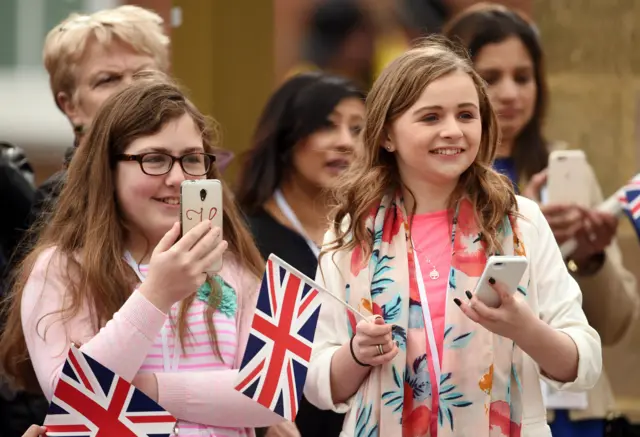 Crowds gather outside Leicester Cathedral