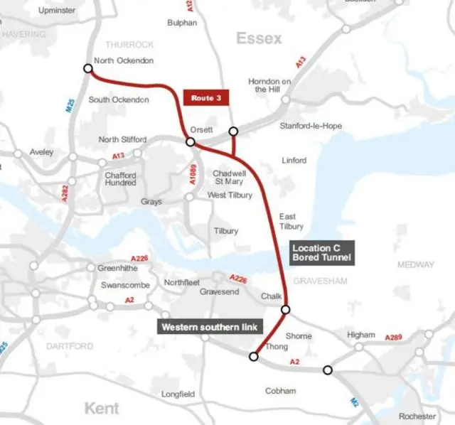 The planned tunnel route