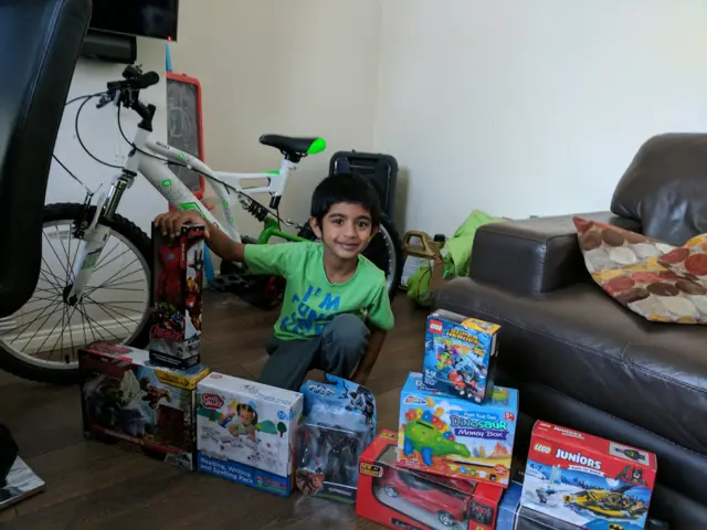 Jayden Wijemunige and his presents