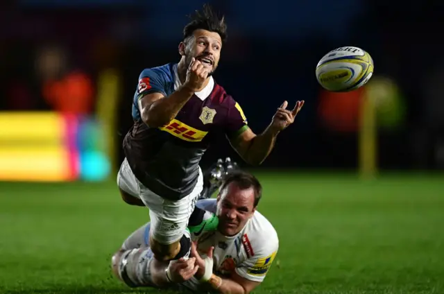 Danny Care of Harlequins offloads