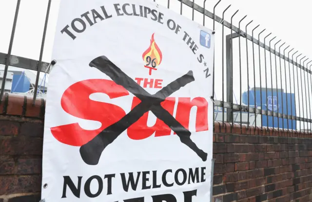 Protests against the Sun outside Goodison