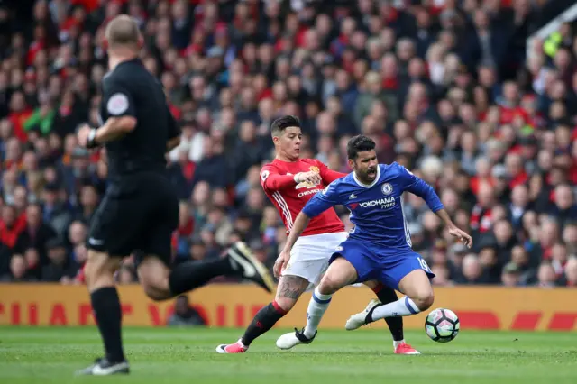 Marcos Rojo and Diego Costa