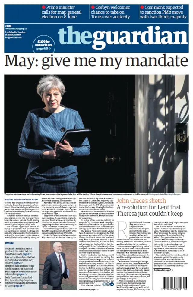 The Guardian front - 19/4/17