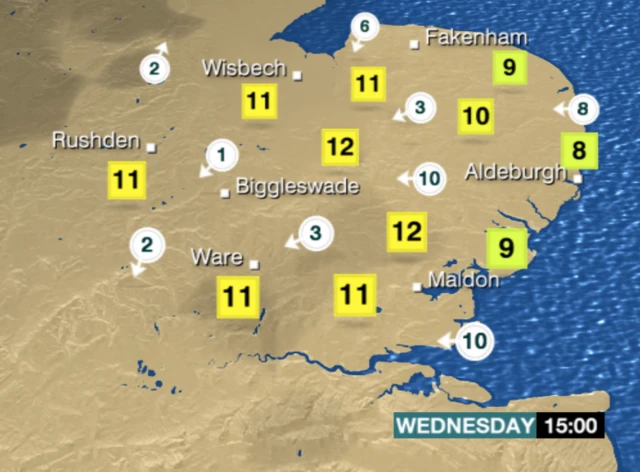 Wednesday's weather map