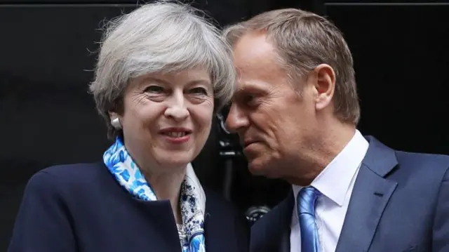 Theresa May and President of the European Council Donald Tusk