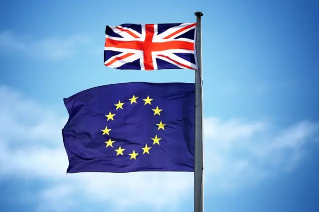 The Union Flag and EU flag