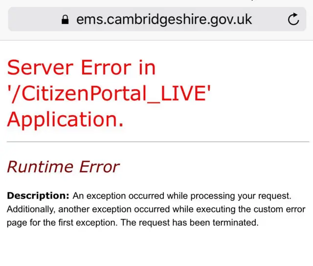 Error page on website