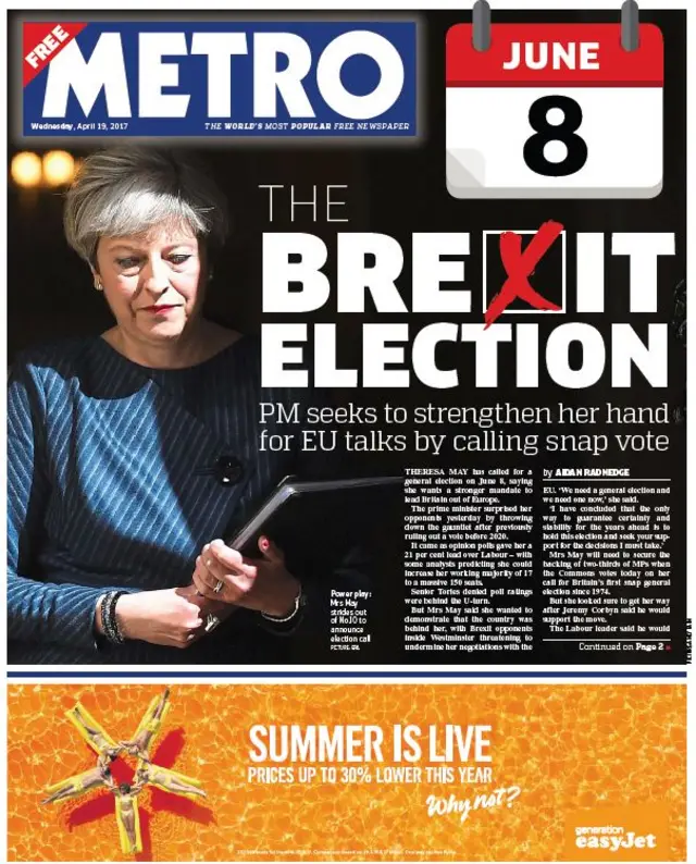 Metro front page - 19/4/17