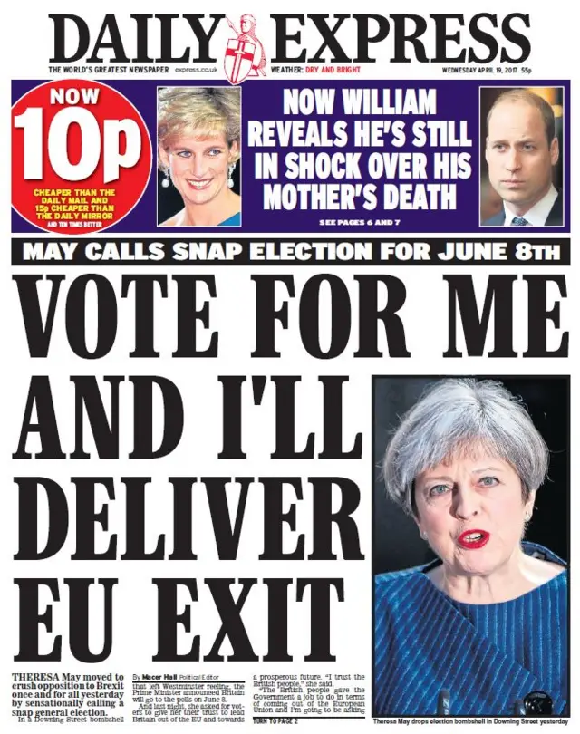 Daily Express front - 19/04/17