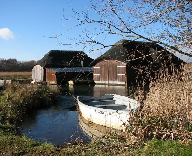 Boat houses on Hickling Broad