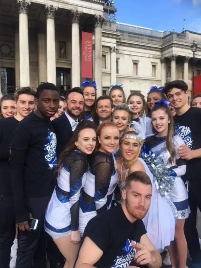 Cheerleaders in Trafalgar Square