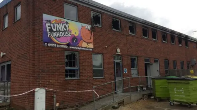 Gutted building after fire