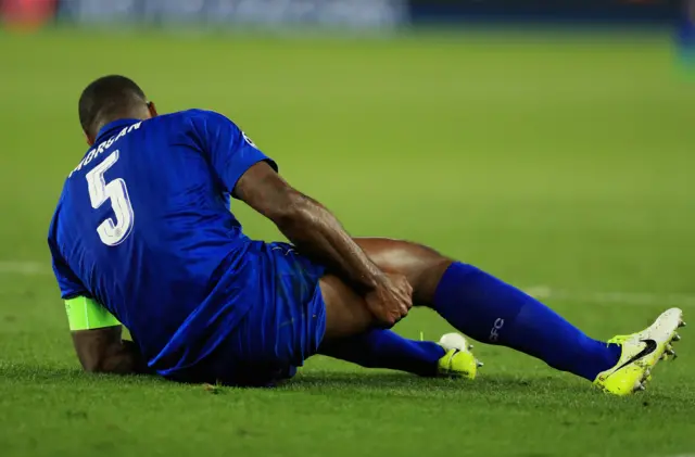 Wes Morgan injures his hamstring