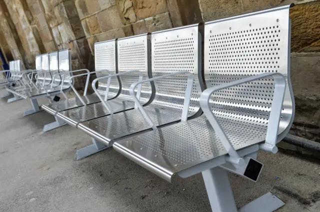 New benches at stations, courtesy of TransPennine Express