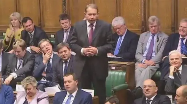 Philip Hollobone MP asking a question during Prime Minister's Questions in the House of Commons.