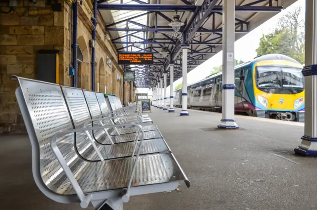 New benches at stations, courtesy of TransPennine Express