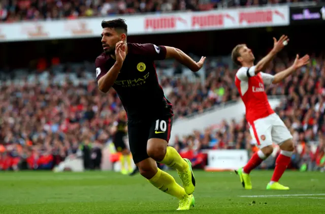 Sergio Aguero celebrates