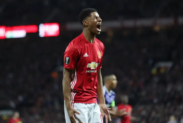 Marcus Rashford reacts