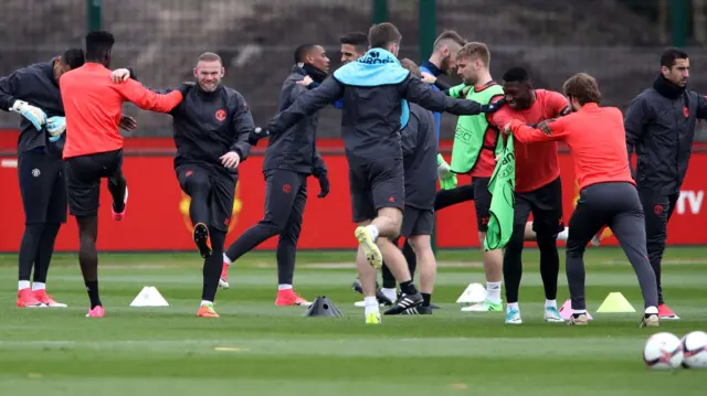 Manchester United in training