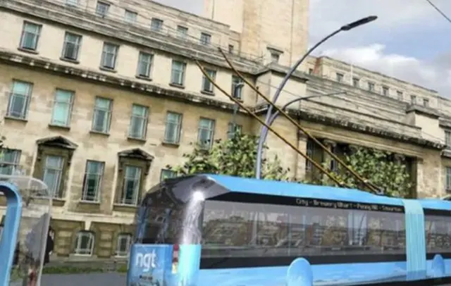 Leeds University and trolleybus