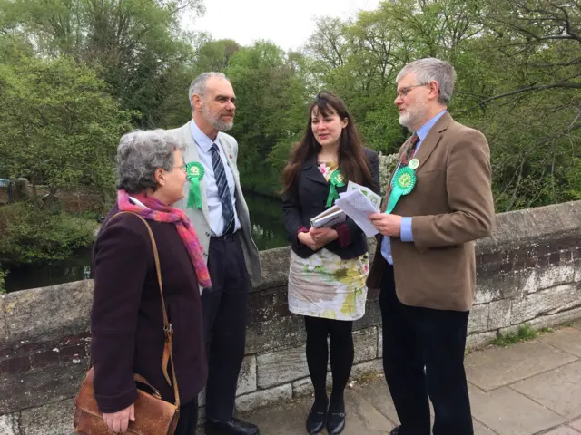 Green Party deputy leader, Amelia Womack (centre) with local contenders