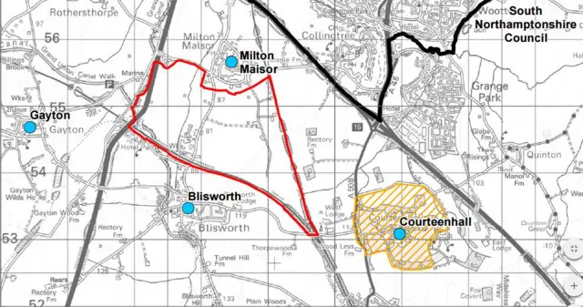 Map of the area planned for the construction of Rail Central