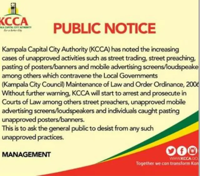 Notice from the council