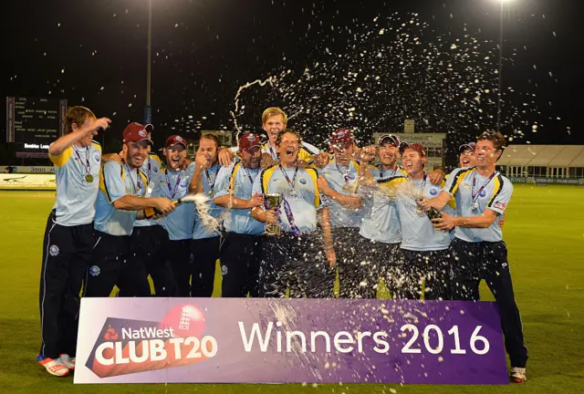 Swardeston celebrate winning the Club Twenty20 Final