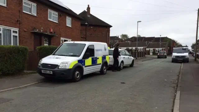 Police and forensic vans were at the scene on Rochester Road