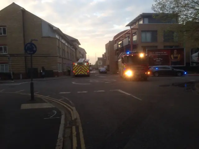 Fire engines outside a student flat