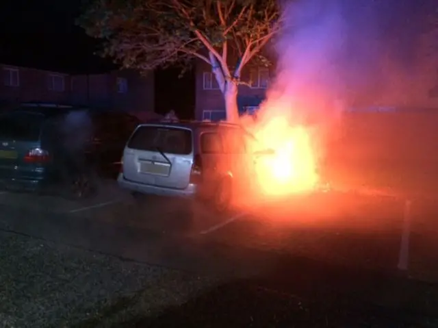 Car fire in Peterborough
