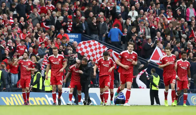 Aberdeen celebrate clinching their place in the Scottish Cup final