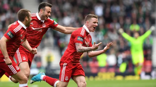 Jonny Hayes celebrates Aberdeen's winner