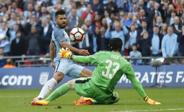 Sergio Aguero scores for Manchester City